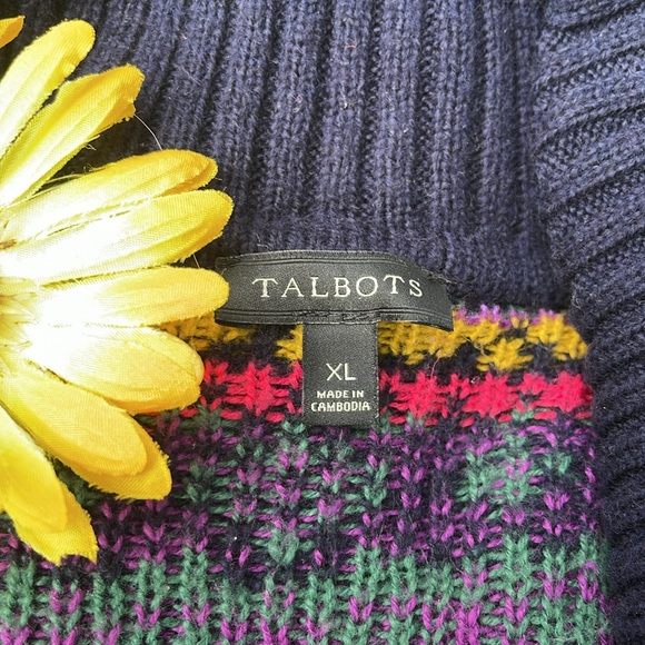 🌺 TALBOTS; Beautiful, Multi-Colored Open Front Cotton Sweater; Misses Size XL! - Picture 10 of 14